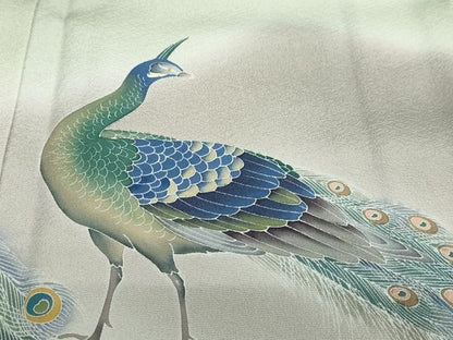 平和屋着物●豪華黒留袖　友禅　作家物　孔雀文　暈し染め　正絹　逸品　DABD9146ud