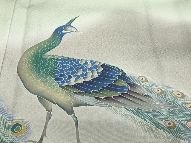 平和屋着物●豪華黒留袖　友禅　作家物　孔雀文　暈し染め　正絹　逸品　DABD9146ud