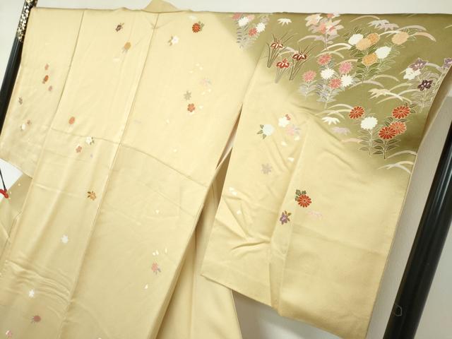 平和屋着物○訪問着 駒刺繍 草花文 金彩 正絹 逸品 DABD9148ud