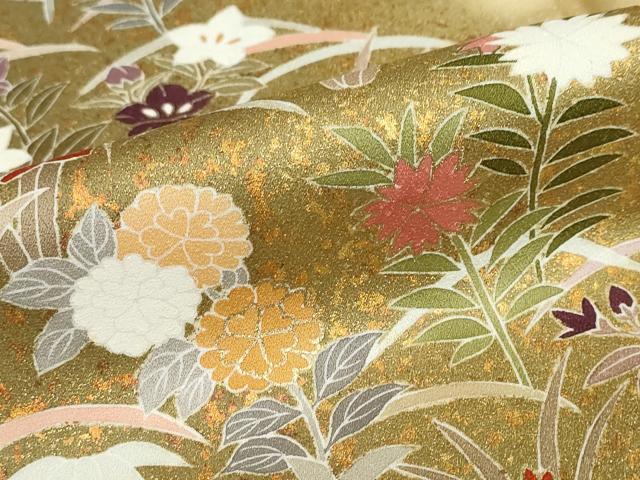 平和屋着物●訪問着　駒刺繍　草花文　金彩　正絹　逸品　DABD9148ud 平和屋着物○訪問着 駒刺繍 草花文 金彩 正絹 逸品 DABD9148ud
