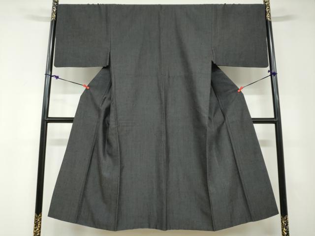 平和屋着物●男性　紬　アンサンブル　長羽織　霞文　正絹　逸品　DABD9153ud