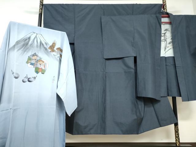 平和屋着物●男性　本場大島紬　アンサンブル　長襦袢（袷）セット　100亀甲　総詰め　正絹　逸品　DABD9154ud