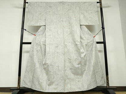 平和屋着物●本場大島紬　白大島　9マルキ　吉祥草花文　正絹　逸品　未使用　DABD9159ud