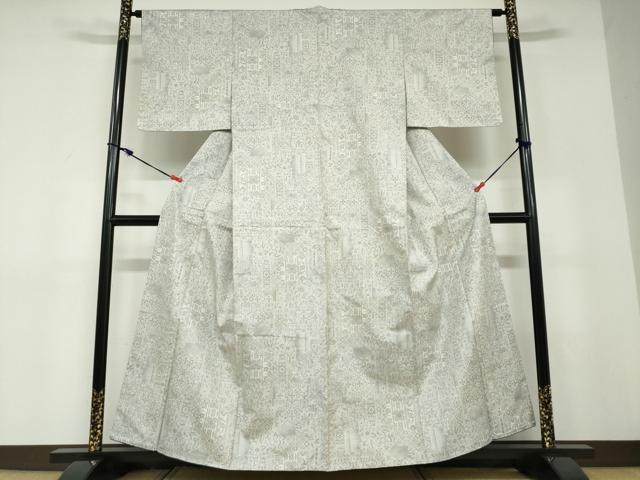 平和屋着物●本場大島紬　白大島　9マルキ　吉祥草花文　正絹　逸品　未使用　DABD9159ud