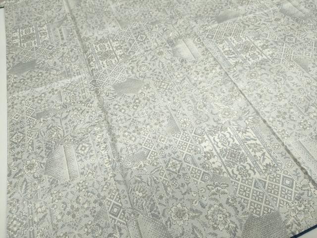 平和屋着物●本場大島紬　白大島　9マルキ　吉祥草花文　正絹　逸品　未使用　DABD9159ud