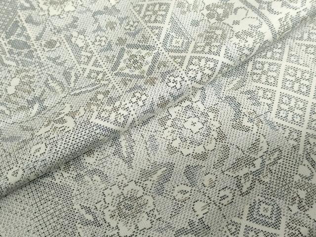 平和屋着物●本場大島紬　白大島　9マルキ　吉祥草花文　正絹　逸品　未使用　DABD9159ud