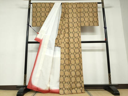 平和屋着物●上質な小紋　正倉院花鳥文　黒地　金彩　正絹　逸品　DABD9160ud