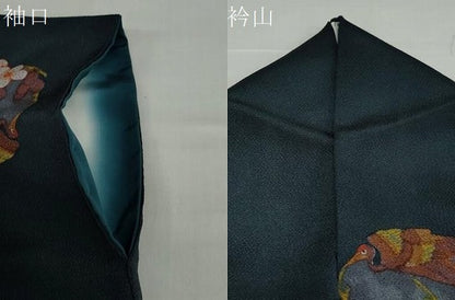 平和屋着物●上質な小紋　花鳥丸文　鬼しぼ縮緬　正絹　逸品　DABD9161ud