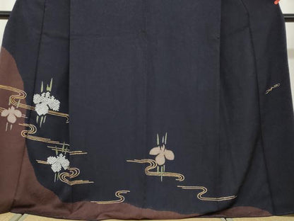 平和屋着物●ファッションデザイナー　HIROKO KOSHINO　コシノヒロコ　訪問着　絞り　流水草花文　金彩　正絹　逸品　DABD9164ud
