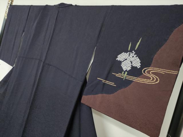 平和屋着物●ファッションデザイナー　HIROKO KOSHINO　コシノヒロコ　訪問着　絞り　流水草花文　金彩　正絹　逸品　DABD9164ud