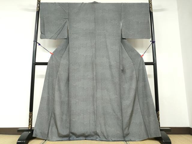 平和屋着物●江戸小紋　雲取草花文　正絹　逸品　DABD9167ud