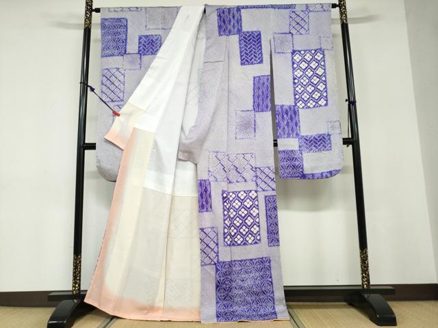 平和屋着物●豪華振袖　総絞り　変わり格子吉祥文　正絹　逸品　DABD9178ud