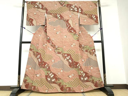 平和屋着物●訪問着　雲取り吉祥草花文　正絹　逸品　DABD9179ud