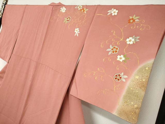 平和屋着物●訪問着　駒刺繍　花唐草文　金彩　正絹　逸品　DABD9180ud 平和屋着物○訪問着 駒刺繍 花唐草文 金彩 正絹 逸品 DABD9180ud