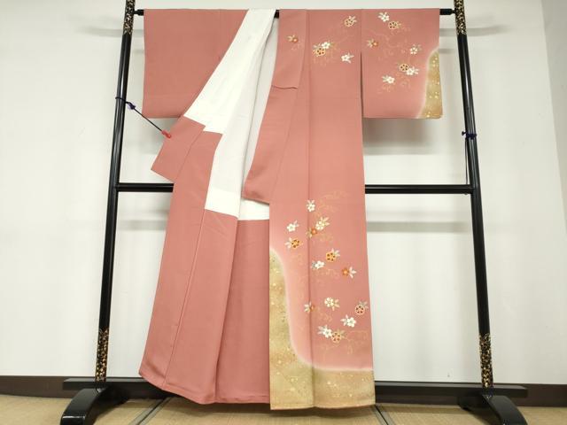 平和屋着物●訪問着　駒刺繍　花唐草文　金彩　正絹　逸品　DABD9180ud 平和屋着物○訪問着 駒刺繍 花唐草文 金彩 正絹 逸品 DABD9180ud