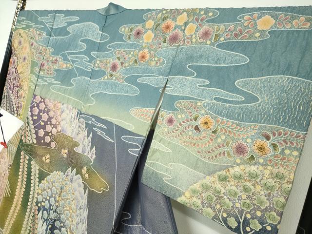 平和屋着物●訪問着　絞り　辻が花　金銀彩　金通し地　正絹　逸品　DABD9187ud
