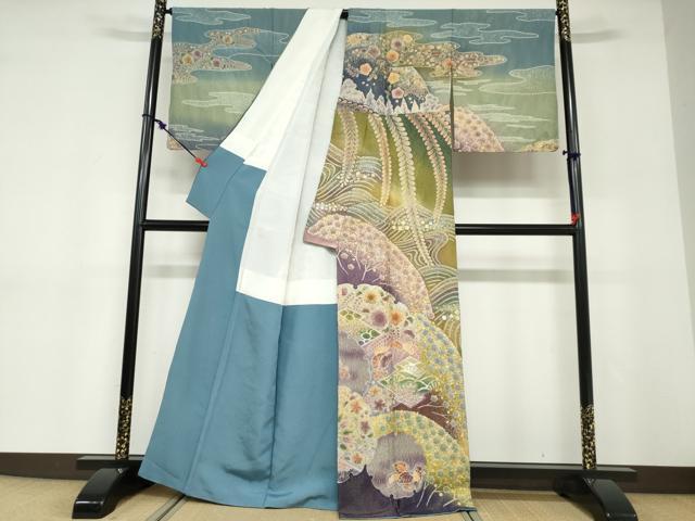 平和屋着物●訪問着　絞り　辻が花　金銀彩　金通し地　正絹　逸品　DABD9187ud