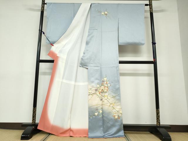 平和屋着物●訪問着　飾花文　暈し染め　金彩　正絹　逸品　DABD9188ud