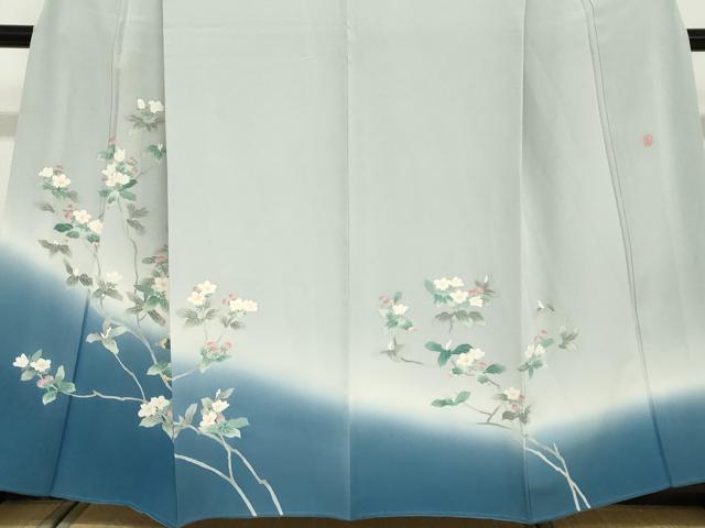 平和屋着物●本加賀友禅作家　鶴見保次　訪問着　枝花文　暈し染め　正絹　逸品　DABD9190ud