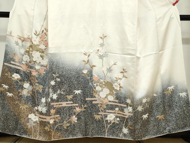 平和屋着物●訪問着　雪輪草花文　暈し染め　たたき染め　金彩　正絹　逸品　DABD9192ud