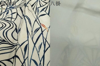 平和屋着物●上質な小紋　型染め　流水花蝶文　正絹　逸品　DABD9193ud
