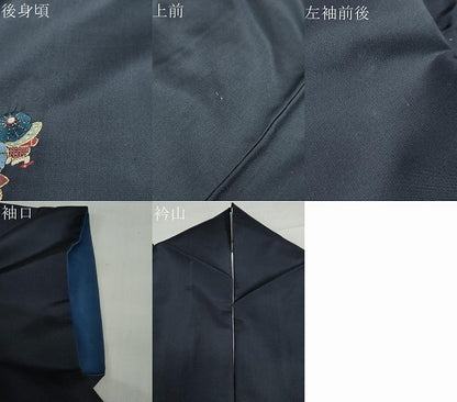 平和屋着物●本場縞大島紬　訪問着　総刺繍　人物文　金糸　正絹　逸品　DABD9194ud