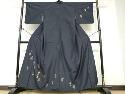 平和屋着物●本場縞大島紬　訪問着　総刺繍　人物文　金糸　正絹　逸品　DABD9194ud