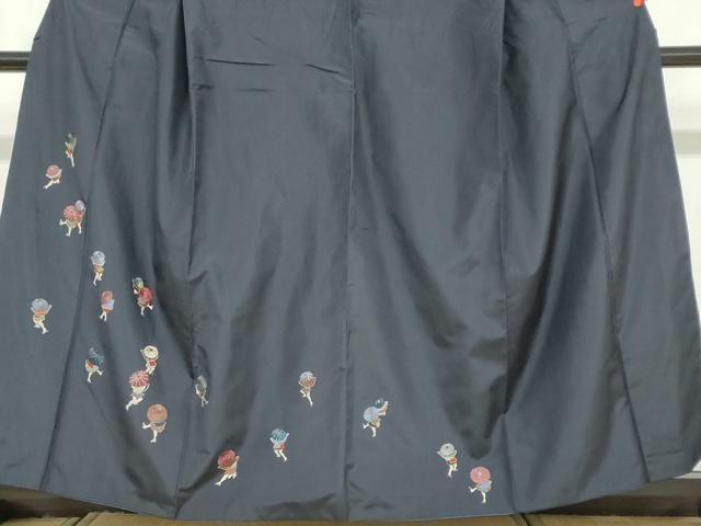 平和屋着物●本場縞大島紬　訪問着　総刺繍　人物文　金糸　正絹　逸品　DABD9194ud