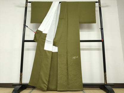 平和屋着物●本加賀友禅作家　押田正義監修　色留訪問着　飛鶴風景草花文　正絹　逸品　未使用　DABD9195ud