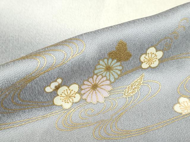 平和屋着物●訪問着　刺繍　流水草花文　暈し染め　金彩　正絹　逸品　DABD9197ud