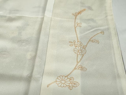 平和屋着物●訪問着　刺繍　流水草花文　暈し染め　金彩　正絹　逸品　DABD9197ud