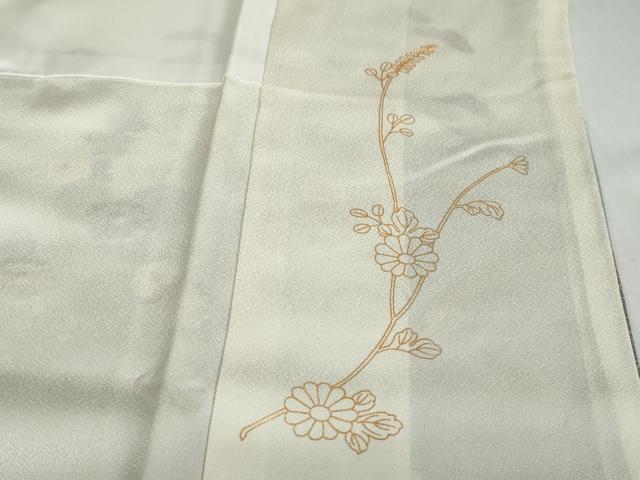 平和屋着物●訪問着　刺繍　流水草花文　暈し染め　金彩　正絹　逸品　DABD9197ud