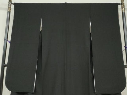 平和屋着物●豪華振袖　色無地　黒色　正絹　逸品　DABD9198ud