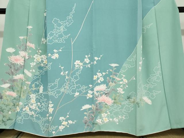 平和屋着物●訪問着　友禅　草花文　正絹　逸品　DABD9200ud