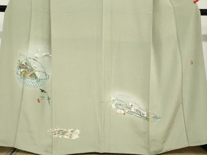 平和屋着物●訪問着　友禅　作家物　たけのこ　筍　暈し染め　正絹　逸品　DABD9202ud