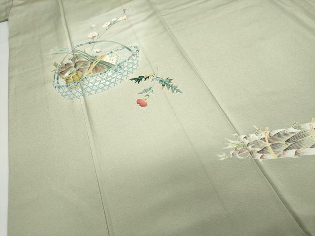 平和屋着物●訪問着　友禅　作家物　たけのこ　筍　暈し染め　正絹　逸品　DABD9202ud