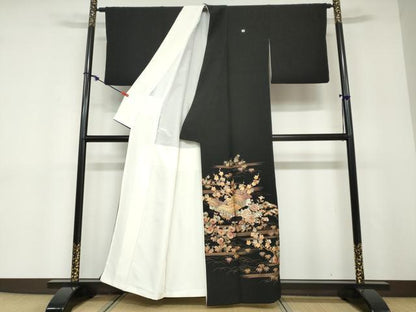 平和屋着物●金彩友禅　卓越技能者・名工・和田光正　黒留袖　風景草花文　金彩　正絹　逸品　DABD9204ud