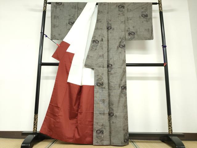 平和屋着物●本場大島紬　9マルキ　亀甲草花文　正絹　逸品　未使用　DABD9209ud