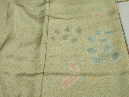 平和屋着物●訪問着　作家物　駒刺繍　流水草花丸文　金彩　正絹　逸品　未使用　DABD9214ud