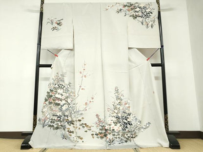 平和屋着物●京友禅工芸作家　小宮山彌一　訪問着　草花文　上代48万　仮絵羽　正絹　逸品　未使用　DABD9225ud
