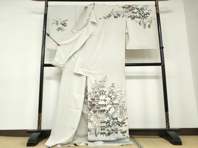 平和屋着物●京友禅工芸作家　小宮山彌一　訪問着　草花文　上代48万　仮絵羽　正絹　逸品　未使用　DABD9225ud
