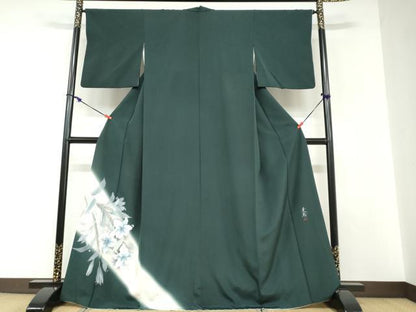 平和屋着物●夢琳派の世界　灘景翔　色留訪問着　草花文　水滴　暈し染め　正絹　逸品　DABD9227ud