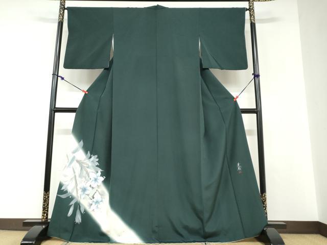 平和屋着物●夢琳派の世界　灘景翔　色留訪問着　草花文　水滴　暈し染め　正絹　逸品　DABD9227ud