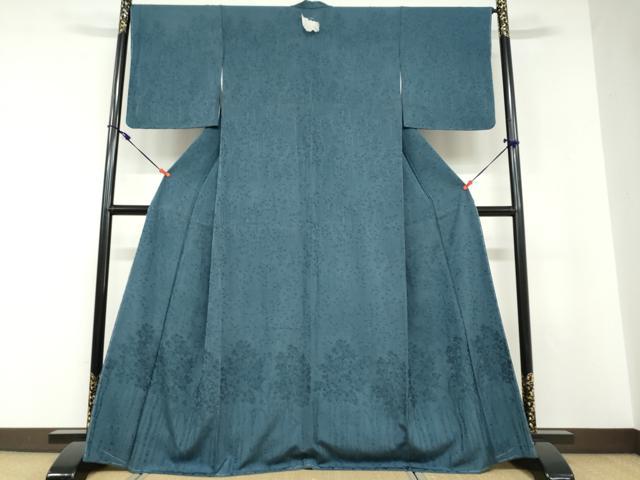 平和屋着物●無地絵羽訪問着　樹林地紋　高麗納戸色　正絹　逸品　未使用　DABD9233ud