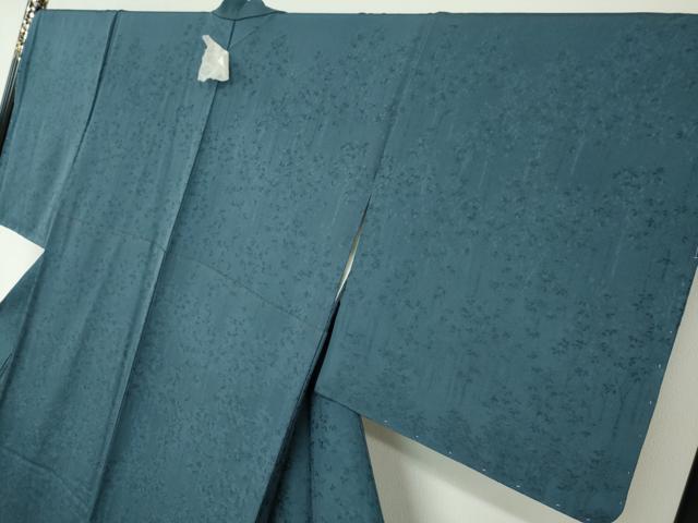 平和屋着物●無地絵羽訪問着　樹林地紋　高麗納戸色　正絹　逸品　未使用　DABD9233ud