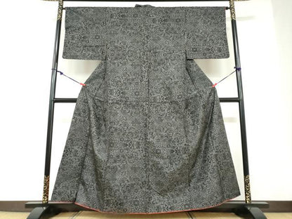 平和屋着物●本場大島紬　7マルキ　洋花文　正絹　逸品　DABD9234ud