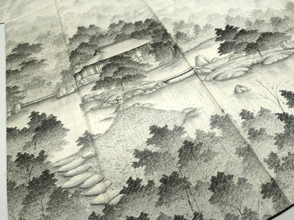 平和屋着物●訪問着　作家物　紬地　手描き　樹林風景文　正絹　逸品　DABD9235ud