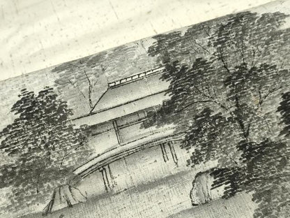 平和屋着物●訪問着　作家物　紬地　手描き　樹林風景文　正絹　逸品　DABD9235ud