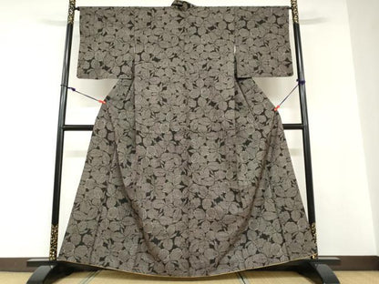 平和屋着物●本場大島紬　7マルキ　花尽くし文　正絹　逸品　DABD9237ud