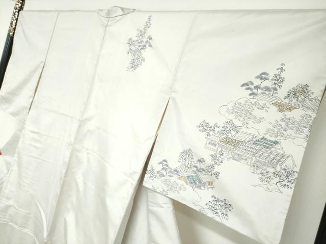 平和屋着物●本場染大島紬　訪問着　風景文　正絹　逸品　DABD9240ud